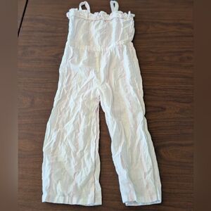 Janie and Jack Jumpsuit Size 5 Little Girls Light Stripe Romper White Neon Detai